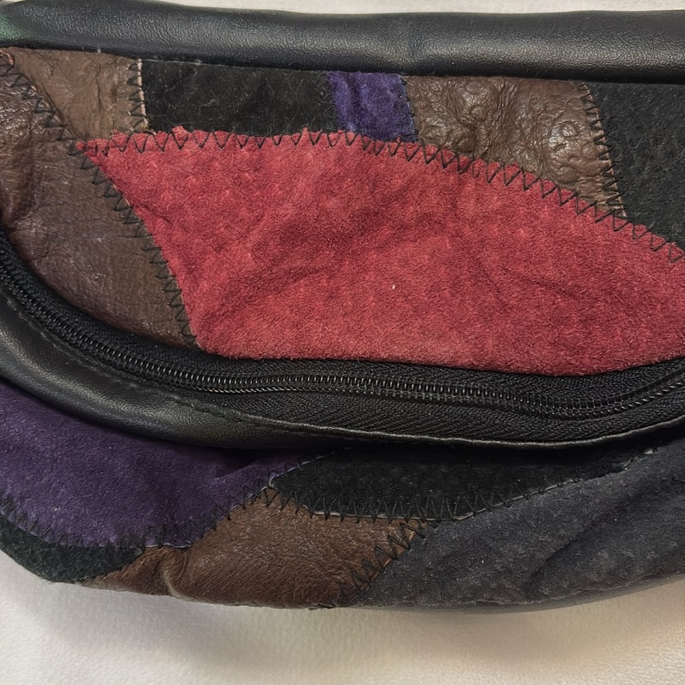 Vintage Leather Patchwork Double Compartment Adju… - image 4